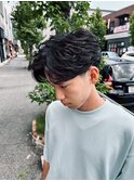センターパートニュアンスパーマカルマヘア韓国ヘア眉毛カット
