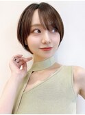 Say.クールショートオリーブグレー顔周りカットレイヤーショート