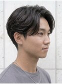 黒髪シースルーセンターパートニュアンスパーマワックスなし