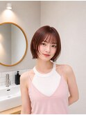 地毛風縮毛矯正韓国風顔まわりレイヤー小顔ボブ切りっぱなしボブ