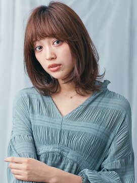 エムスラッシュ みなとみらい馬車道店(M SLASH) M.SLASH馬車道/斜めバング/レッドブラウン/ワンカールロブz