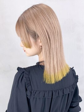 アルバム 池袋(ALBUM) 裾カラーイエロー_外ハネボブセクションカラー_ba365273