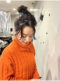 大人可愛い ネイビージュ × ルーズ お団子 uiic umeda 中沢恵理