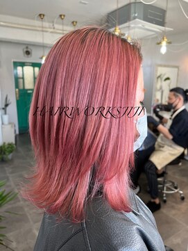 ヘアーワークス ジジ(HAIR works JIJI) ブリーチあり ピンクカラー