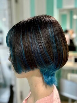 マティーナ ヘアー 池袋(Matina hair) 【ブラック×ターコイズブルーアンブレラカラー】池袋美容室