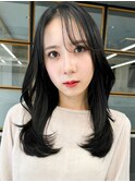 10代20代30代大人可愛い韓国風シースルーバングくびれへア