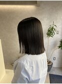 切りっぱなしボブ×ダークブラウン