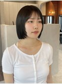 くびれヘア顔周りレイヤー韓国ボブレイヤーカット黒髪前髪表参道