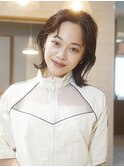 大人かわいいくびレイヤー顔まわりレイヤーカットまろベージュ