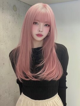 ランテルディ 渋谷(LANTERDIT) ホワイトピンク ケアブリーチ レイヤー 顔周り