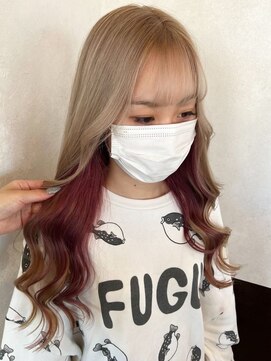 アースコアフュールボーテ 高岡店(EARTH coiffure beaute) ミルクティーピンクインナーカラーケアブリーチ