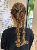 大人可愛い編み下ろし愛されポニーテール結婚式お呼ばれ二次会