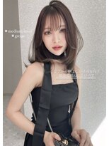 天神美容室 透明感チェリーレッド×姫カットレイヤー×韓国風巻き【Kanami】