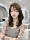 表参道レイヤーミディアム/内巻きミディアム/オリーブベージュ