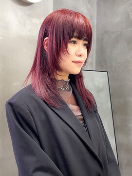 テトヘアー(teto hair) チェリーレッド ワインレッド カシスカラー レイヤー 赤