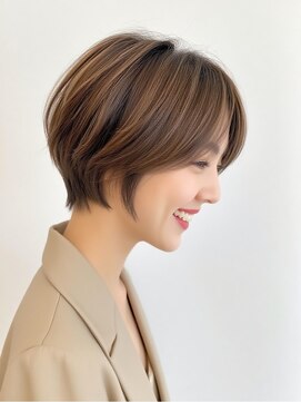 エアリー 昭島店(Airily) 大人の丸みショート×モカベージュ（細ハイライト）