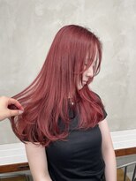 ニコ トウキョウ 渋谷(nico TOKYO)&nbsp;ダブルカラーチェリーレッドピンクブラウン韓国レイヤーロング