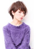 アシメショートエアリーショートグレージュナチュラルボブ