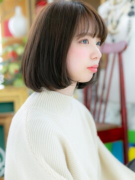 カバーヘア イヴ 戸頭店(COVER HAIR EVE) ★透けバング黒髪うる艶髪前下がりぷつっとボブ20代30代40代★8