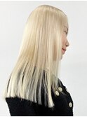 ホワイトブロンド[新宿駅/ワンレン/ダブルカラー/小顔] 