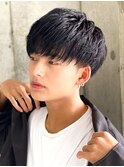 黒髪マッシュナチュラルマッシュメンズヘア韓国ツーブロック