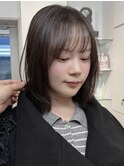 イメチェン外ハネボブ美髪ワイドバングレイヤー韓国ブリーチなし