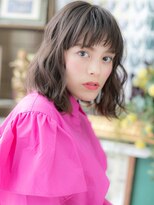 カバーヘア イヴ 戸頭店(COVER HAIR EVE) ★くすみベージュぱっつん前髪切りっぱなしミディ20代30代★1