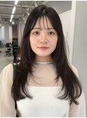 レイヤーカット 韓国ヘア 顔周りレイヤー 暗髪 透明感 20代30代