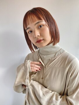 コカブ 本山(KOCHAB) ブリーチありダブルカラー/オレンジベージュ/ボブ