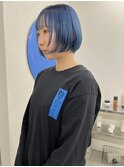 ハイトーンカラー ベイビーブルー ショートボブ