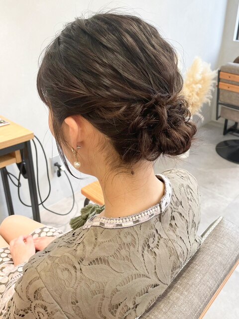 結婚式お呼ばれヘアセット＊アップスタイルナチュラルシニヨン