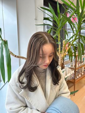 アウラ(AURA) オリーブベージュ透明感カラーブリーチなしダブルカラー