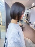 ショート×髪質改善/縮毛矯正/ブリーチなしグレージュ前髪[横浜]