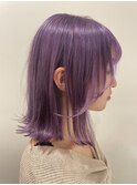 ダブルカラーラベンダーベージュカラーケアブリーチハイトーン