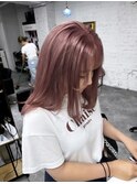 ダブルカラーミルクティーピンクベージュカラーハイトーンカラー