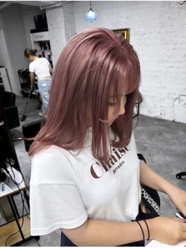 リア(riah) ダブルカラーミルクティーピンクベージュカラーハイトーンカラー