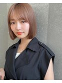 韓国風レイヤーカット小顔ボブルフ/ハイトーンダブルカラー/博多