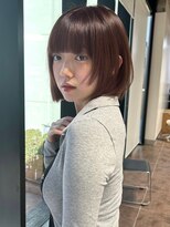 愛されボブ　ピンクブラウン　ツヤカラー　イルミナ