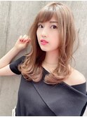 アンブレラカラー/こなれミディ/ウェーブパーマ/前髪/錦糸町