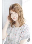 夏美髪質改善アプリコットオレンジハイライトカラーくびれヘア25