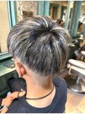 メンズハイライトカラーフェードツーブロ刈り上げメッシュ