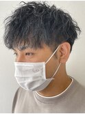 #ツイストパーマ アッシュブラック