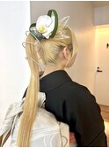フェミニンロングウェーブミディアム着物ヘア成人式卒業式吉祥寺