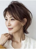 大人ショート　白髪ぼかし　脱白髪染め　ハイライト40代50代60代