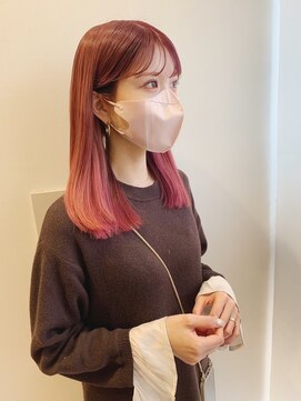 チェレ ブラン 堺東店(Chere brun) ダブルカラーレッドカラー・赤髪シースルーバング・ワインレッド