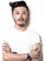 メリケンバーバーショップ フクオカ(MERICAN BARBERSHOP FUK)&nbsp;かき上げヘアショートレイアーくせ毛風パーマコンマヘアb1