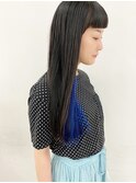 ぱっつん黒髪ロング×デザインブルー