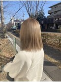 ホワイトベージュ/切りっぱなしボブ/寒色系カラー◎30代40代50代