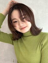 ガーデン オオタカノモリ(garden otakanomori)&nbsp;前髪なし×ナチュラル大人可愛いくびれ外ハネスタイル×艶カラー