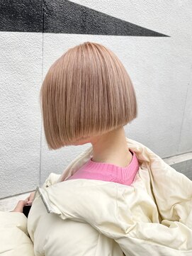 グロス 心斎橋(GLOSS) 【ダブルカラー】ボブ×ピンクベージュカラー